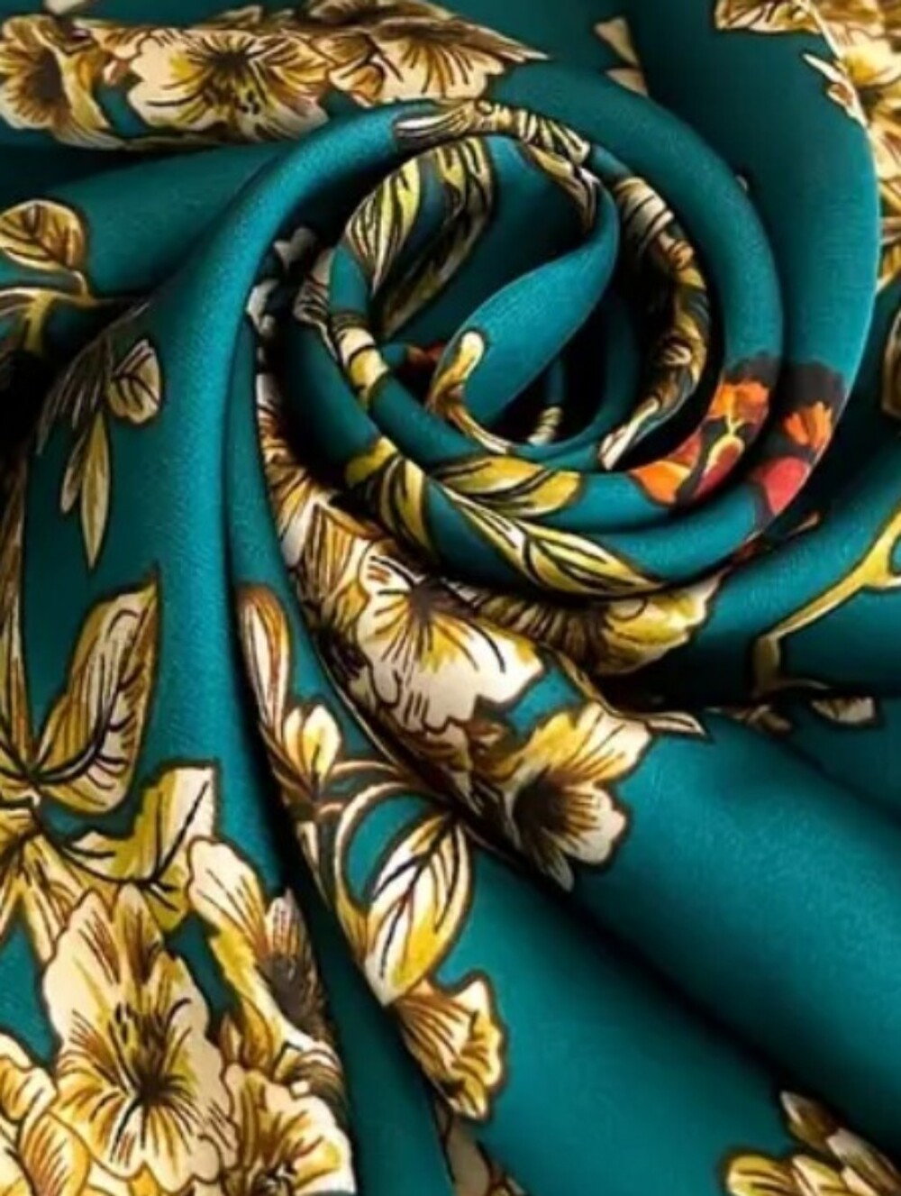 Silky Floral Teal and Mustard Women's Top - Boutique Brand - Picture 4 of 5